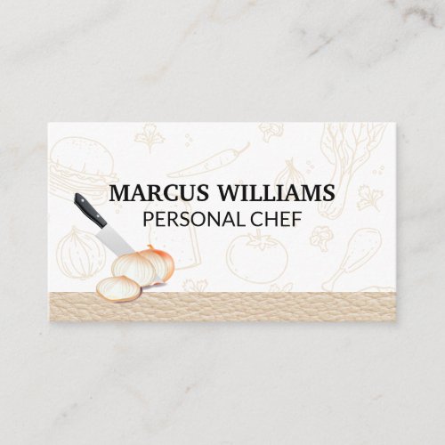 Culinary Chef  Knife Cutting Onions Business Card