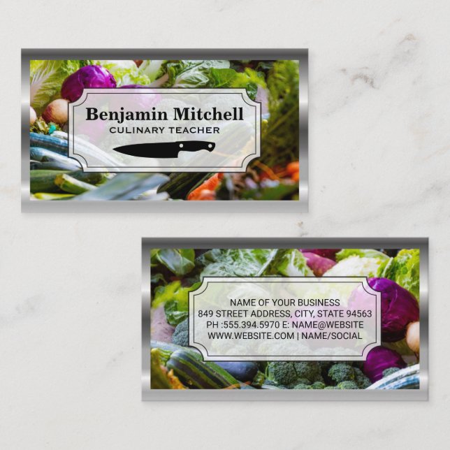 Culinary Chef | Produce | Metal Frame Business Card (Front/Back)
