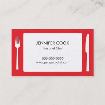 Culinary Chef Red Modern Business Card by emilymarydesigns at Zazzle