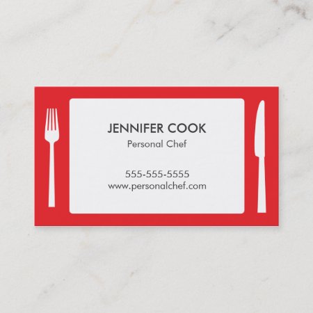 Culinary Chef Red Modern Business Card