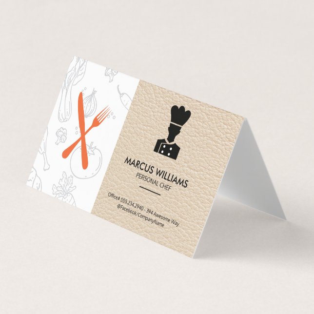 Culinary Chef | Restaurant Owner | Leather Business Card (Front)