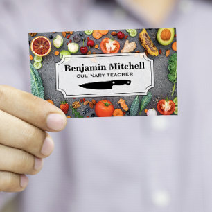 Culinary Chef Table Full of Fruits and Vegetable Business Card