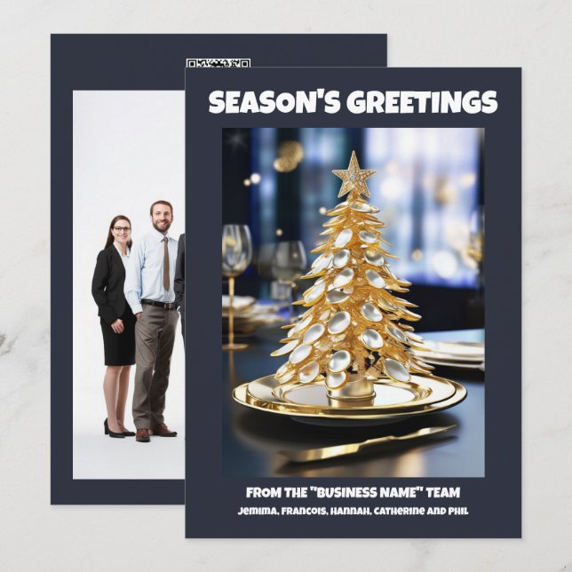 Culinary Christmas teaspoon tree cooking DIY photo Holiday Card (Front/Back)