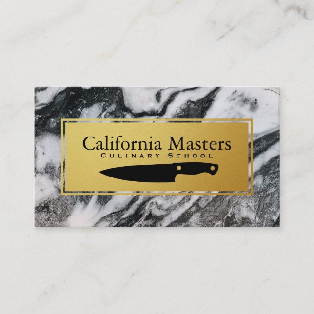 Culinary | Executive Chef | Marble Gold Trim Business Card (Front)