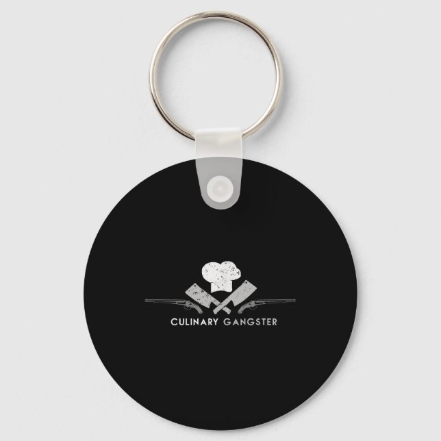 Culinary Gangster Food Kitchen Barbecue Funny Chef Keychain (Front)