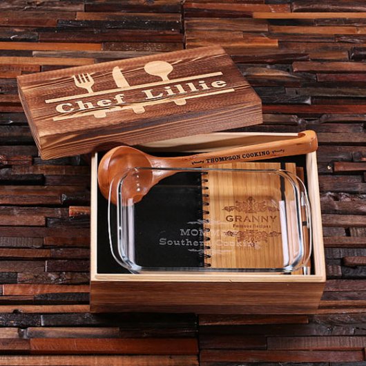 Culinary Gift Set: Bamboo Ladle & Recipe Journal (inside)