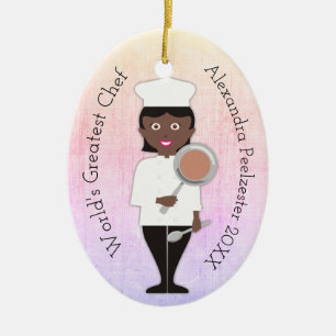 Culinary grad African American Christmas ornament