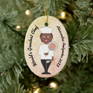 Culinary graduate African American woman chef Ceramic Ornament