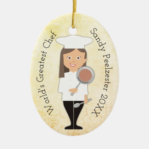 Culinary graduate girl chef Christmas ornament