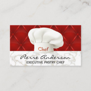 Culinary Hat Red Leather Upholster Background Loyalty Card