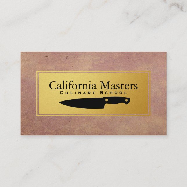 Culinary Knife | Gold Metallic | Old Texture Business Card (Front)