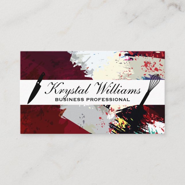 Culinary Knife Whisk | Artistic Background Business Card (Front)