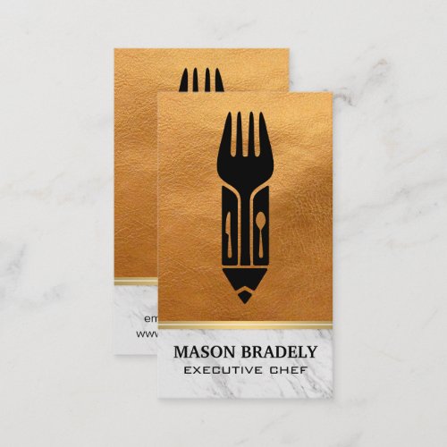 Culinary Logo  Leather  Marble Business Card