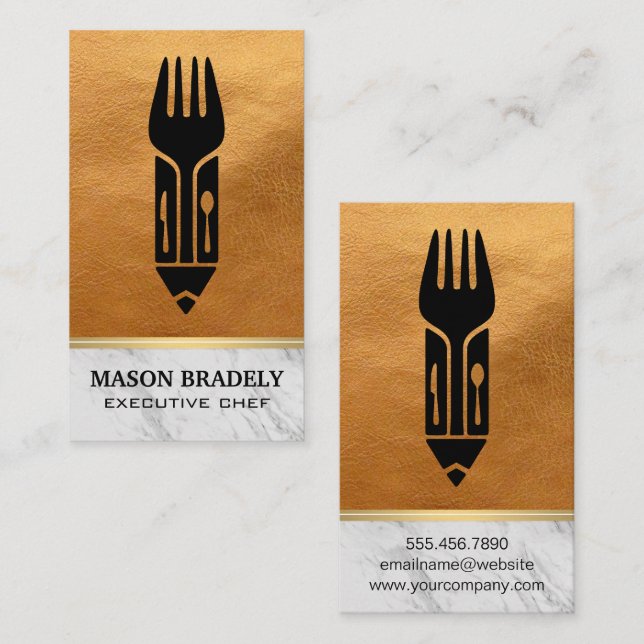 Culinary Logo | Leather | Marble Business Card (Front/Back)