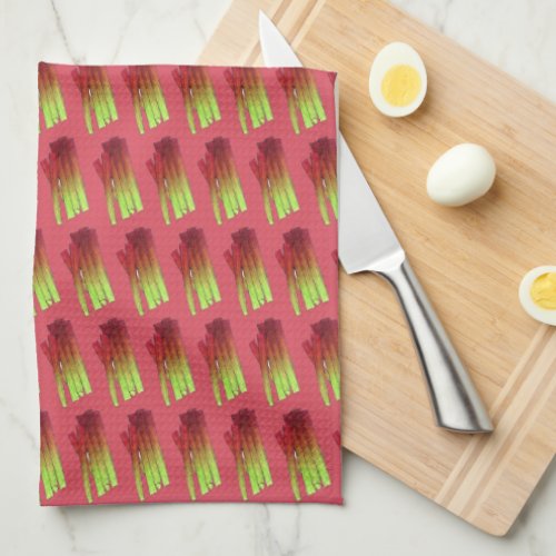 Culinary Rhubarb Stalks Vegetable Garden Food Veg Kitchen Towel