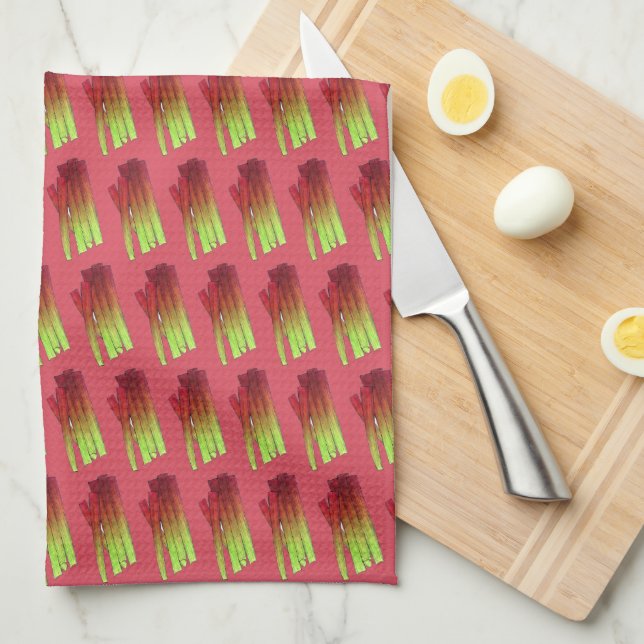 Culinary Rhubarb Stalks Vegetable Garden Food Veg Kitchen Towel (Quarter Fold)