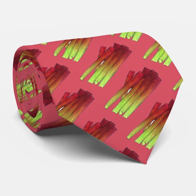Culinary Rhubarb Stalks Vegetable Garden Food Veg Neck Tie (Rolled)