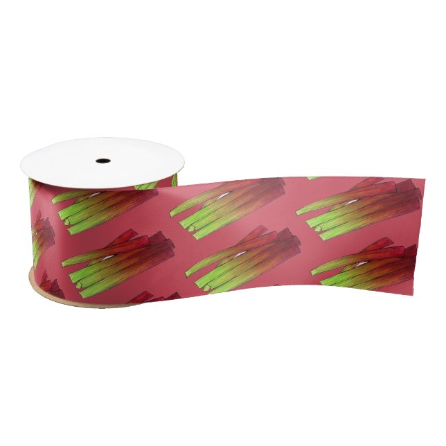 Culinary Rhubarb Stalks Vegetable Garden Food Veg Satin Ribbon (Spool)