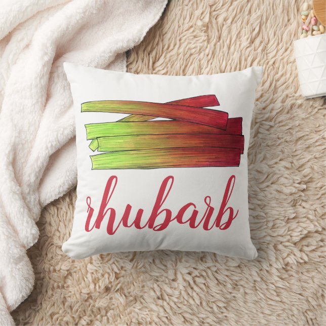Culinary Rhubarb Stalks Vegetable Garden Food Veg Throw Pillow (Blanket)