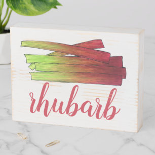 Culinary Rhubarb Stalks Vegetable Garden Food Veg Wooden Box Sign