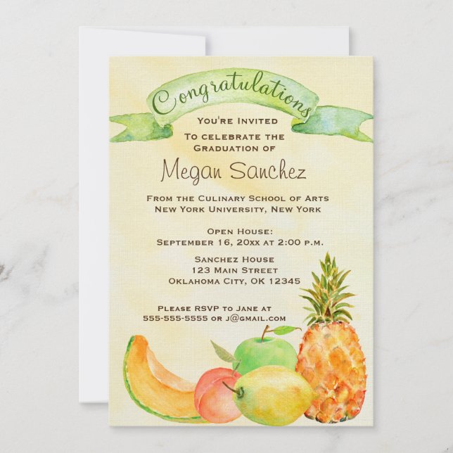 Culinary School Graduation Invitation (Front)