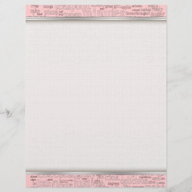 Culinary Terms Word Cloud Writing Paper (Front)