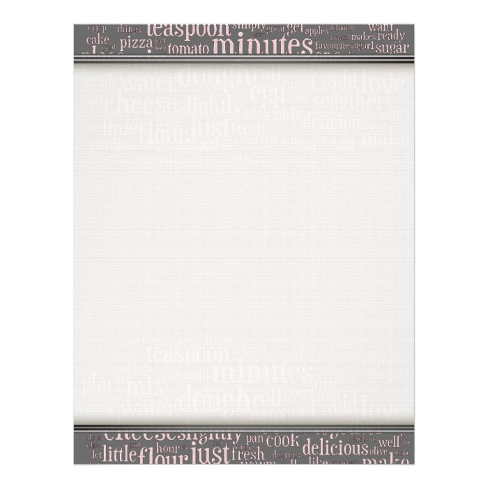 Culinary Terms Word Cloud Writing Paper Personalized Letterhead