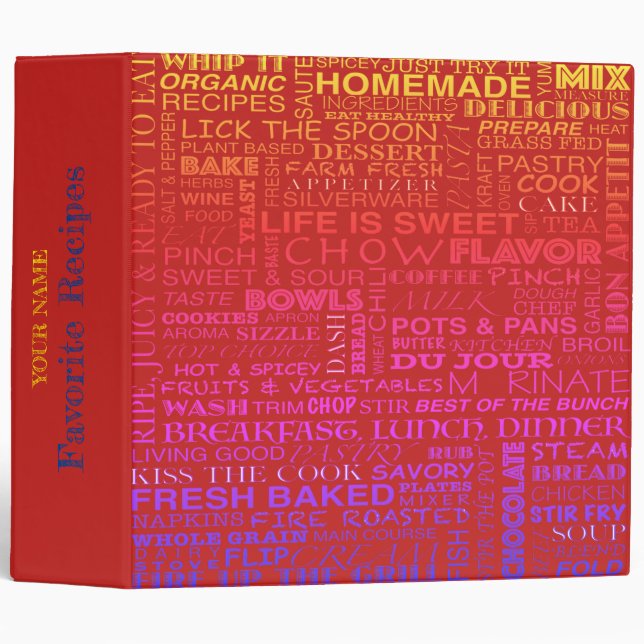 Culinary word art 2"/ 3 ring binder (Front/Spine)
