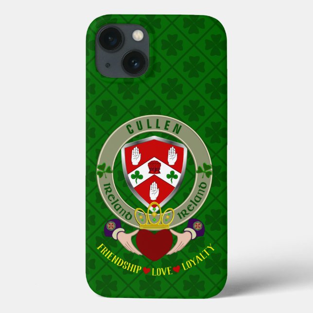 Cullen Irish Shield & Claddagh Personalized      Case-Mate iPhone Case (Back)