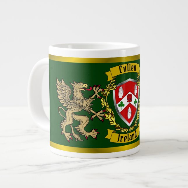Cullen/O'Cullen Irish Shield & Griffins Giant Coffee Mug (Front Left)