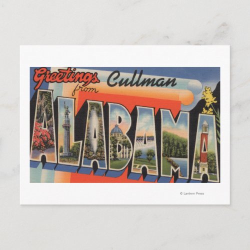 Cullman Alabama _ Large Letter Scenes Postcard