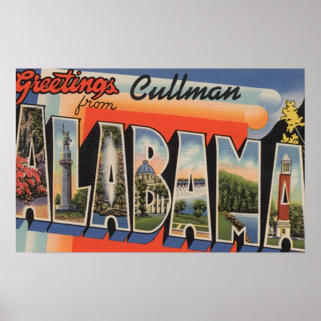 Cullman, Alabama - Large Letter Scenes Poster (Front)