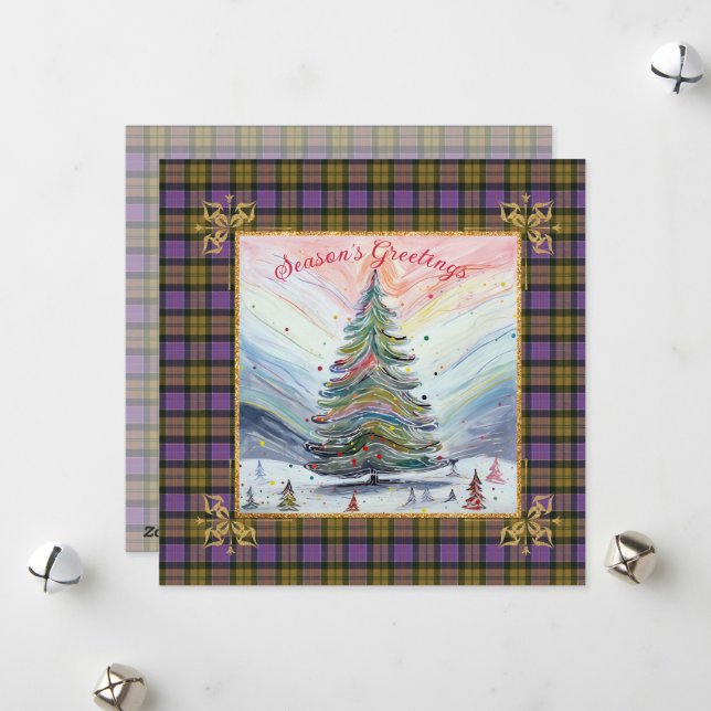 Culloden Ancient  Scottish Tartan Christmas Holiday Card (Front/Back In Situ)