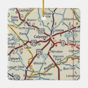 Culpeper VA Vintage Map Ceramic Ornament