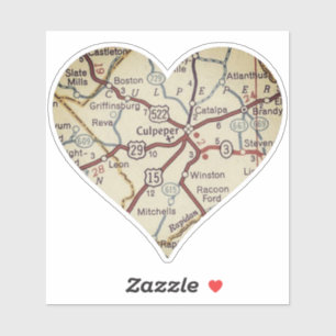 Culpeper Virginia Vintage Map Sticker