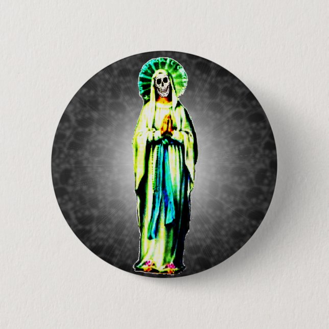 Cult Of Santa Muerte Pinback Button (Front)