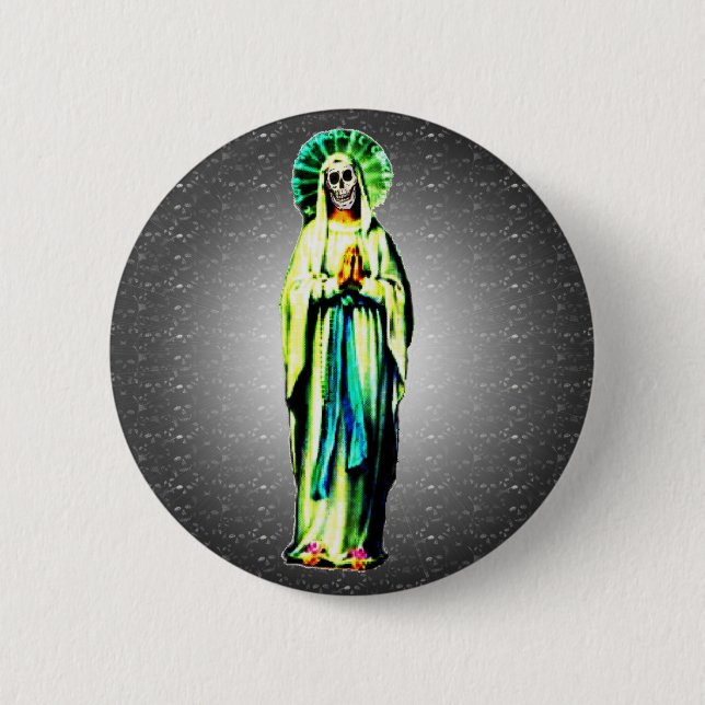 Cult Of Santa Muerte Pinback Button (Front)