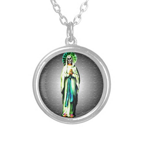 Cult Of Santa Muerte Silver Plated Necklace
