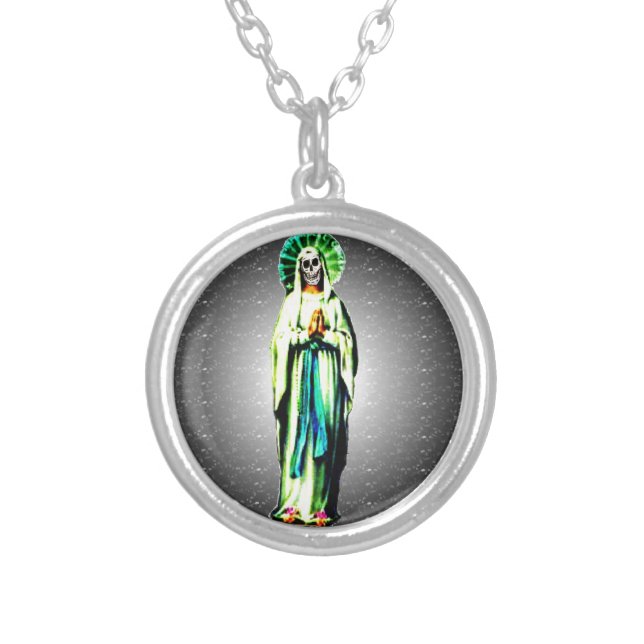 Cult Of Santa Muerte Silver Plated Necklace (Front)
