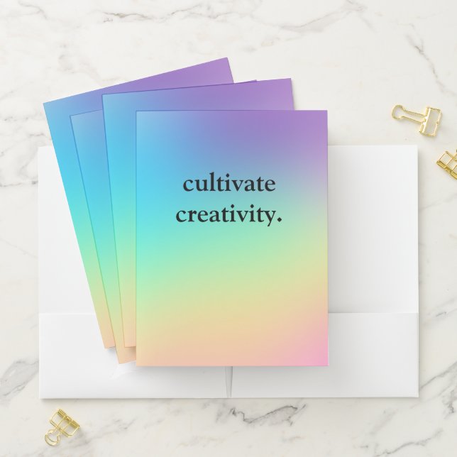 "Cultivate Creativity" Rainbow Gradient Pocket Folder (In Situ)