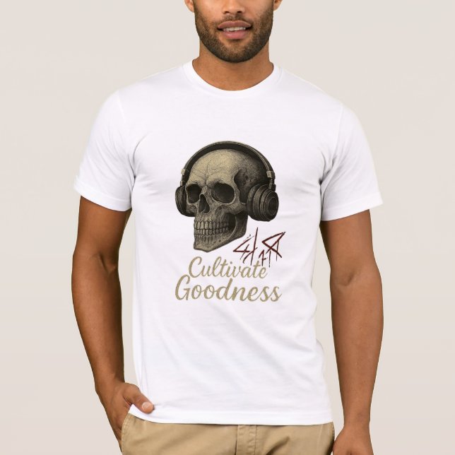 Cultivate Goodness" Skull Headphones T-Shirt – Vin (Front)