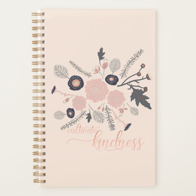 Cultivate Kindness Botanical Flowers Pink Planner (Front)
