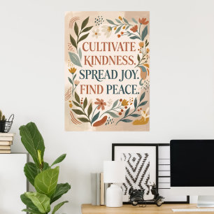 Cultivate Kindness Botanical Quote Poster