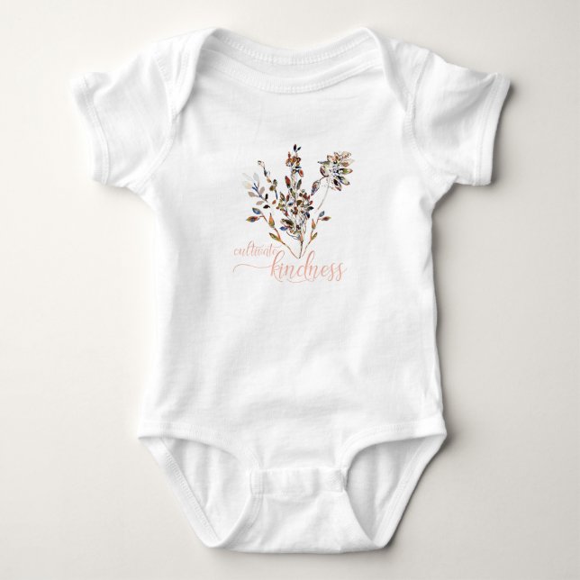 Cultivate Kindness Floral Baby Baby Bodysuit (Front)