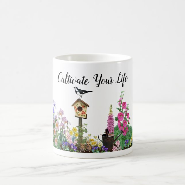 Cultivate Your Life Lush Gardening Scene Coffee Mug (Center)