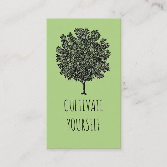 Cultivate Yourself Blooming Fruit Tree Green Business Card 