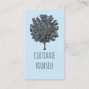 Cultivate Yourself Blooming Fruit Tree Pastel Blue Business Card