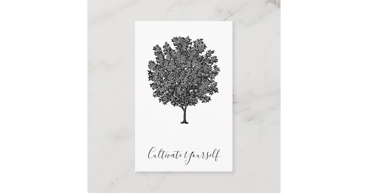 Cultivate Yourself Blooming Fruit Tree Script Business Card Zazzle