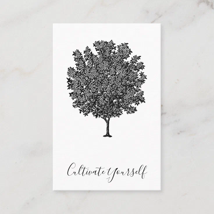 Cultivate Yourself Blooming Fruit Tree Script Business Card Zazzle