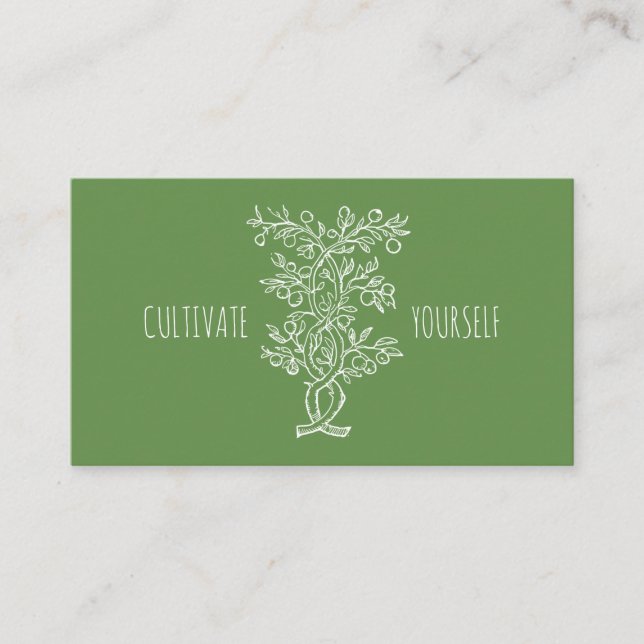 Cultivate Yourself Entwined Branch Forest Green Business Card (Front)